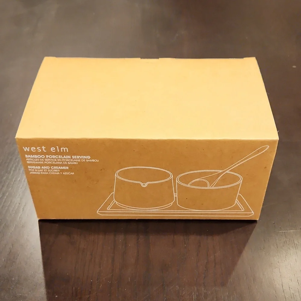 West Elm Bamboo Porcelain Serving set, NIB